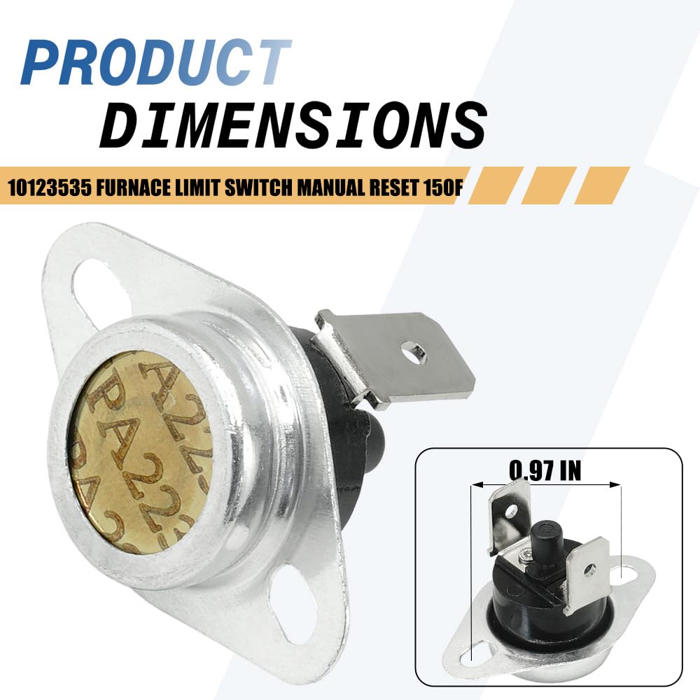 2-Pack 10123535 Furnace Limit Switch Manual Reset 150F Compatible with Goodman-Amana