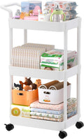 Baby Diaper Caddy, Plastic Movable Cart for Newborn Nursery Essentials Diaper Storage Organizer for Changing Table &