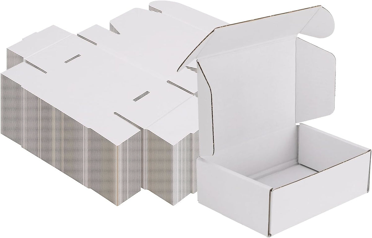 6x4x2 Inches Shipping Boxes Pack of 50, Small Corrugated Cardboard Box for Mailing Mailer Packing, All White