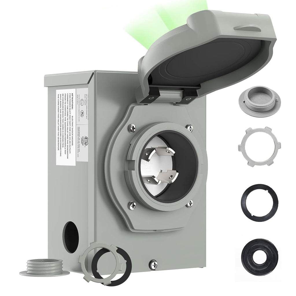 Pre-Drilling 30 Amp Generator Inlet Box, NEMA L14-30P Power Inlet Box