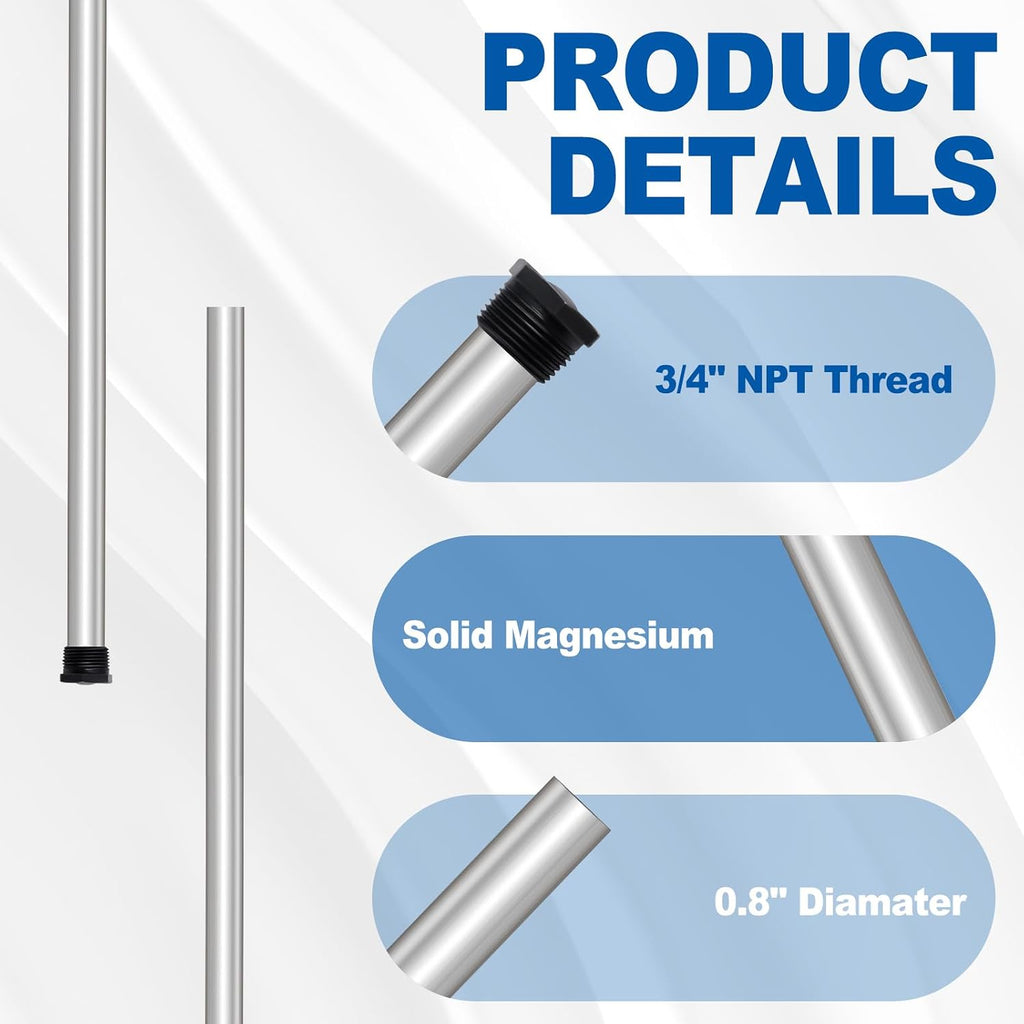 44" Magnesium Anode Rod for Hot Water Heater, 3/4" NPT