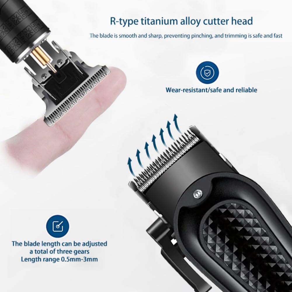 LCD Cordless Hair Clippers for Men, Beard Trimmer & Hair Cutting Kit | 8 Guide Combs, Adjustable Blade, Self Haircut