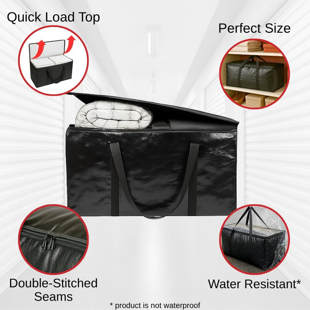10 - Pack Heavy Duty Large Moving Bag with Strong Zipper and Comfortable Handles Durable & Sturdy Large Storage Bags