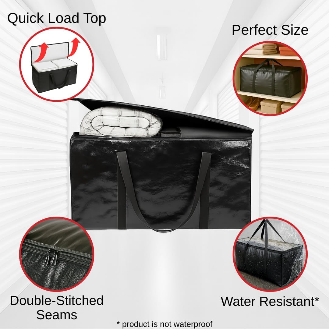 10 - Pack Heavy Duty Large Moving Bag with Strong Zipper and Comfortable Handles Durable & Sturdy Large Storage Bags