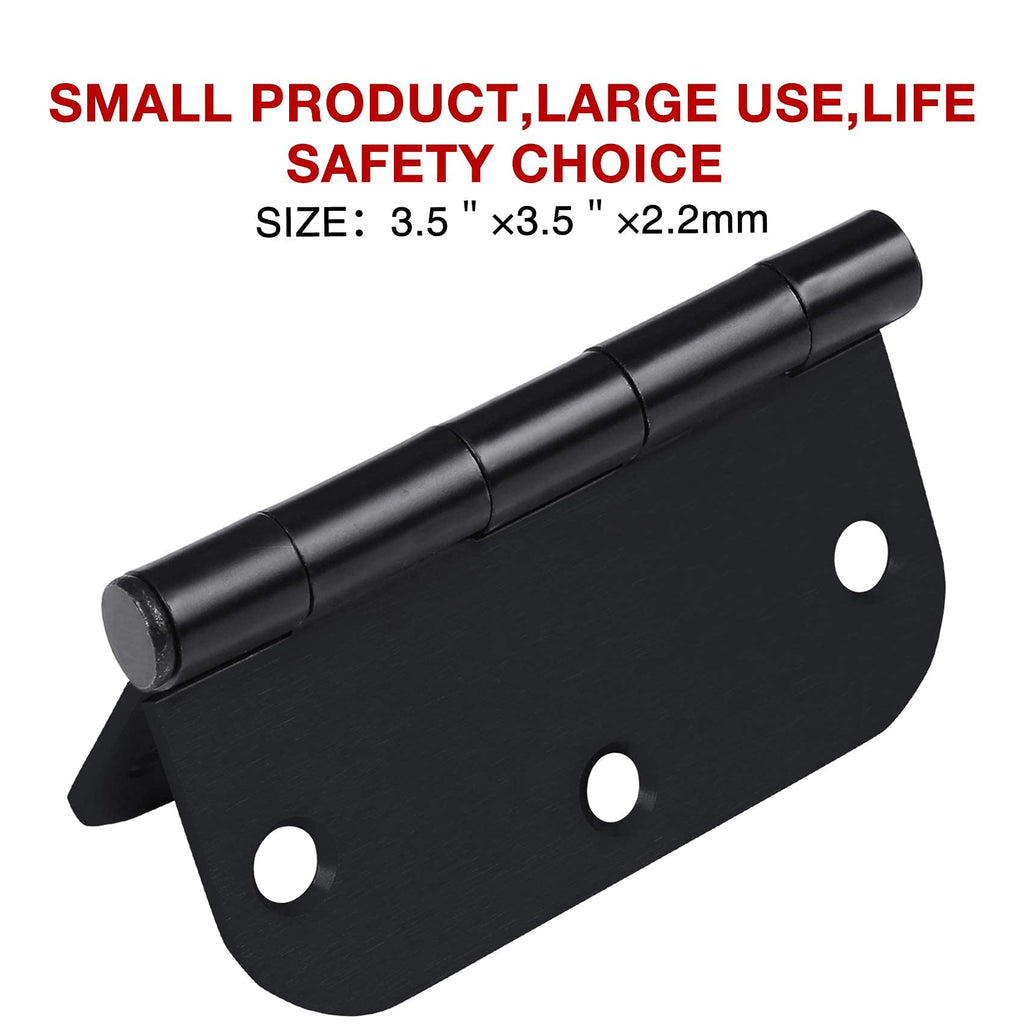 Rounded Door Hinges Matte Black 3.5" x3 ½ Interior Decor 24 Pack