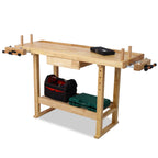 55" Rubber Wood Workbench with Drawer& Shelf, 330 lbs Weight Capacity