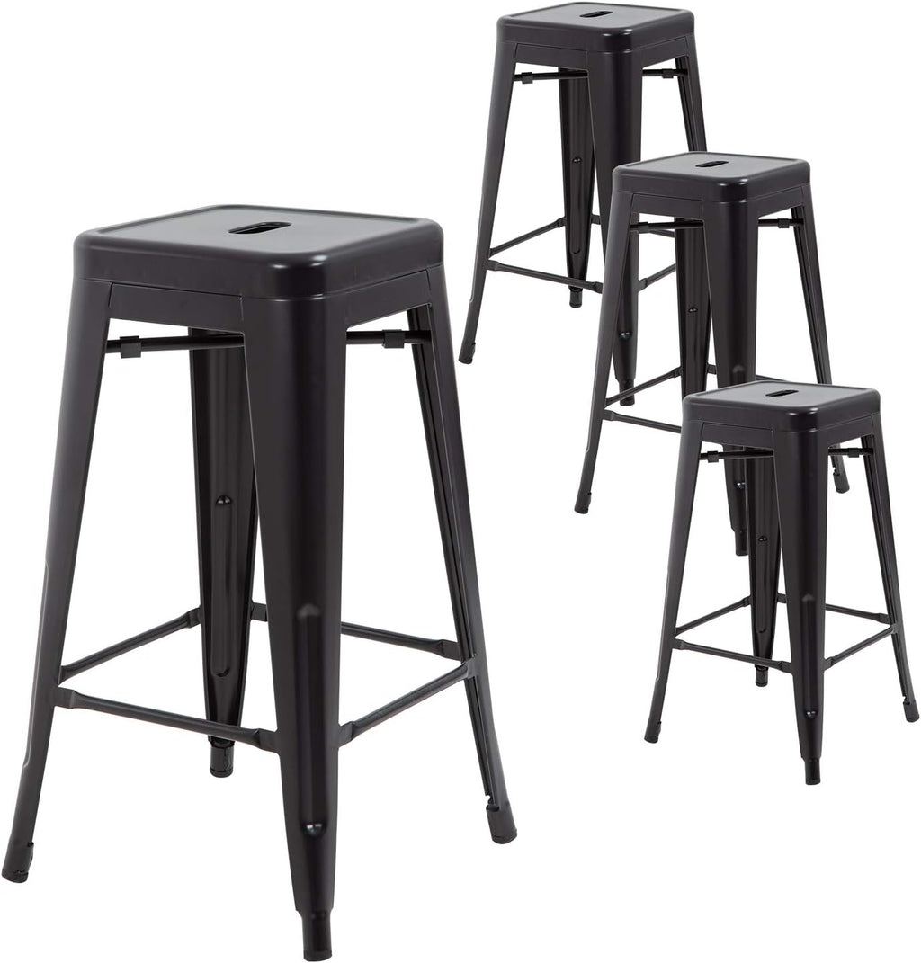 30" Metal Bar Stools | Black | Set of 4