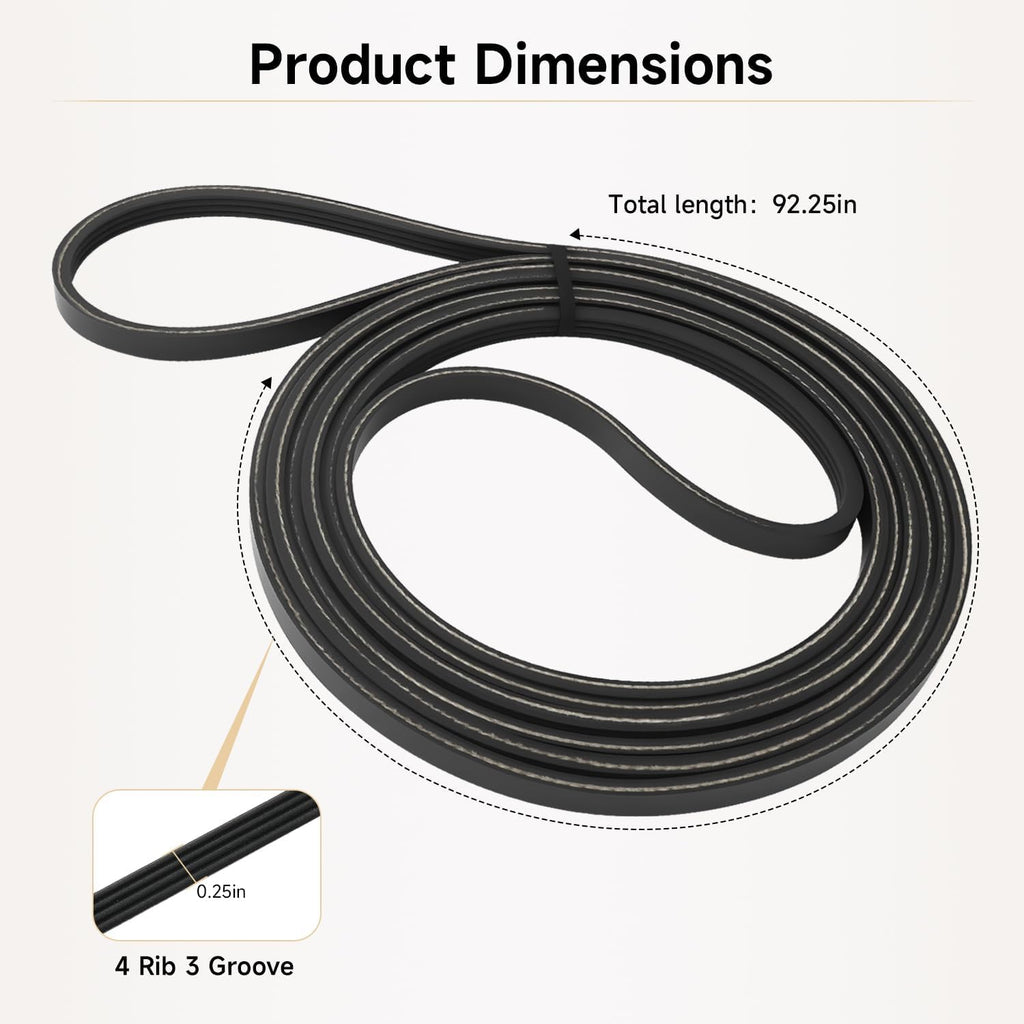 Dryer Drum Belt Dryer Drive Belt Replacement Compatible with Whirlpool WED5010LW1 WED4815EW1 WED4815EW0 WED5000DW2 WED5000DW1 LER4634JQ1 WED4800BQ1 LER5620KQ1 WED4950HW0 WGD4815EW1 WED49STBW1