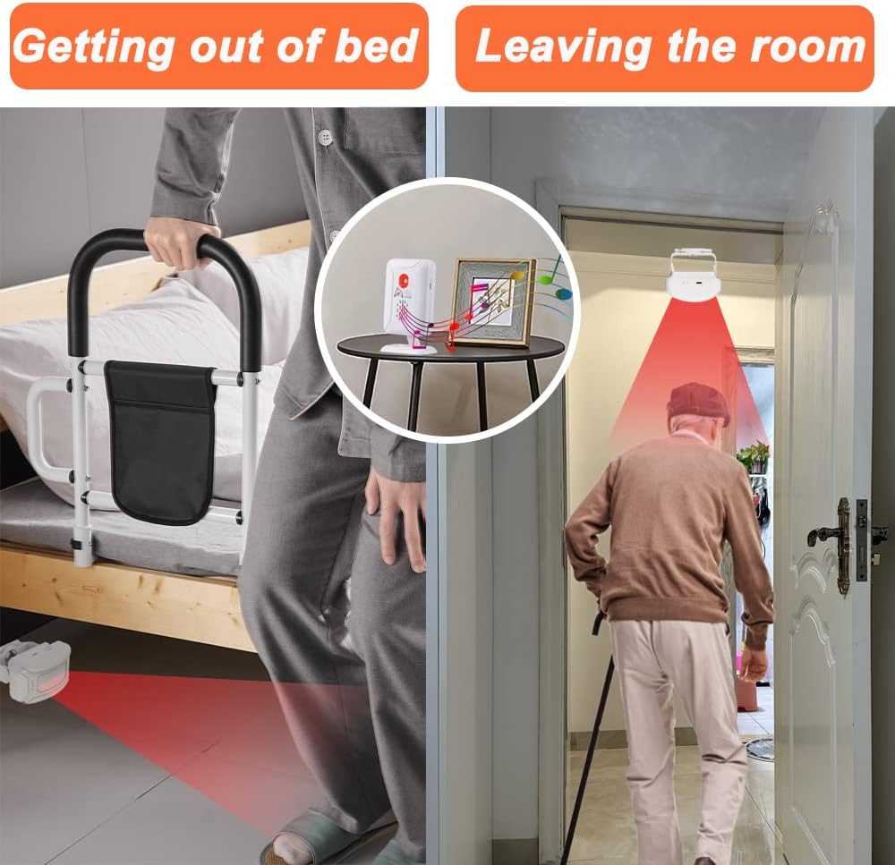 Upgraded Version Bed Sensor Alarm and Fall Prevention for Elderly/Dementia and More,Caregiver Pager Motion Sensor