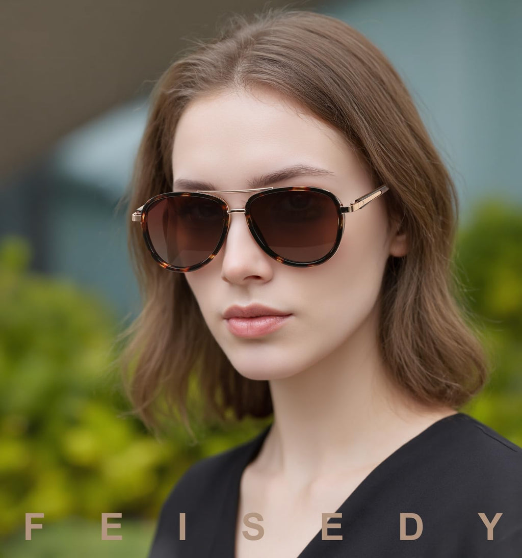 Retro Polarized Aviator Sunglasses for Women Men Vintage Square Sunglass With Classic Style B0259