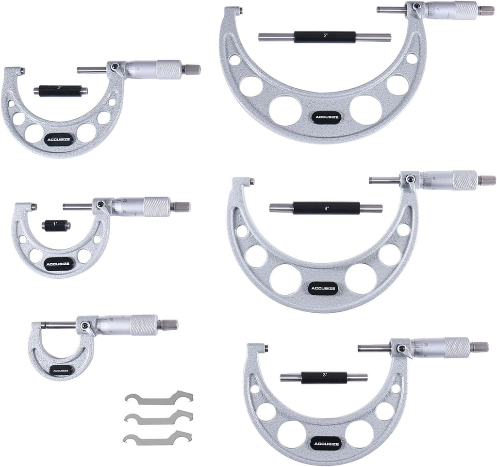 Accusize Outside Micrometer Set, 0-6in x 0.0001in, 6Pc, EG00-0906