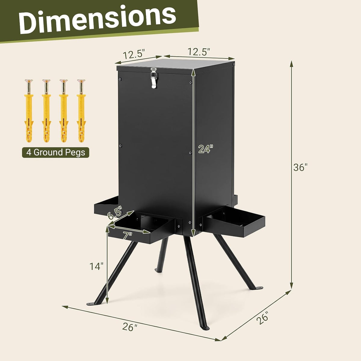 90 lbs Gravity Metal Deer Feeder