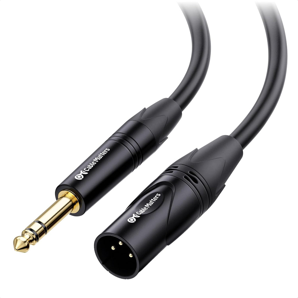 6.35mm 1/4 Inch TRS to XLR Cable, Male to Male, 25ft | XLR to TRS Cable, M-M, Black, Not for Microphone Use