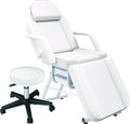 White Tattoo Chair for Client with Hydraulic Rolling Stool, Facial Bed Tattoo Client Chair Facial Chairs for