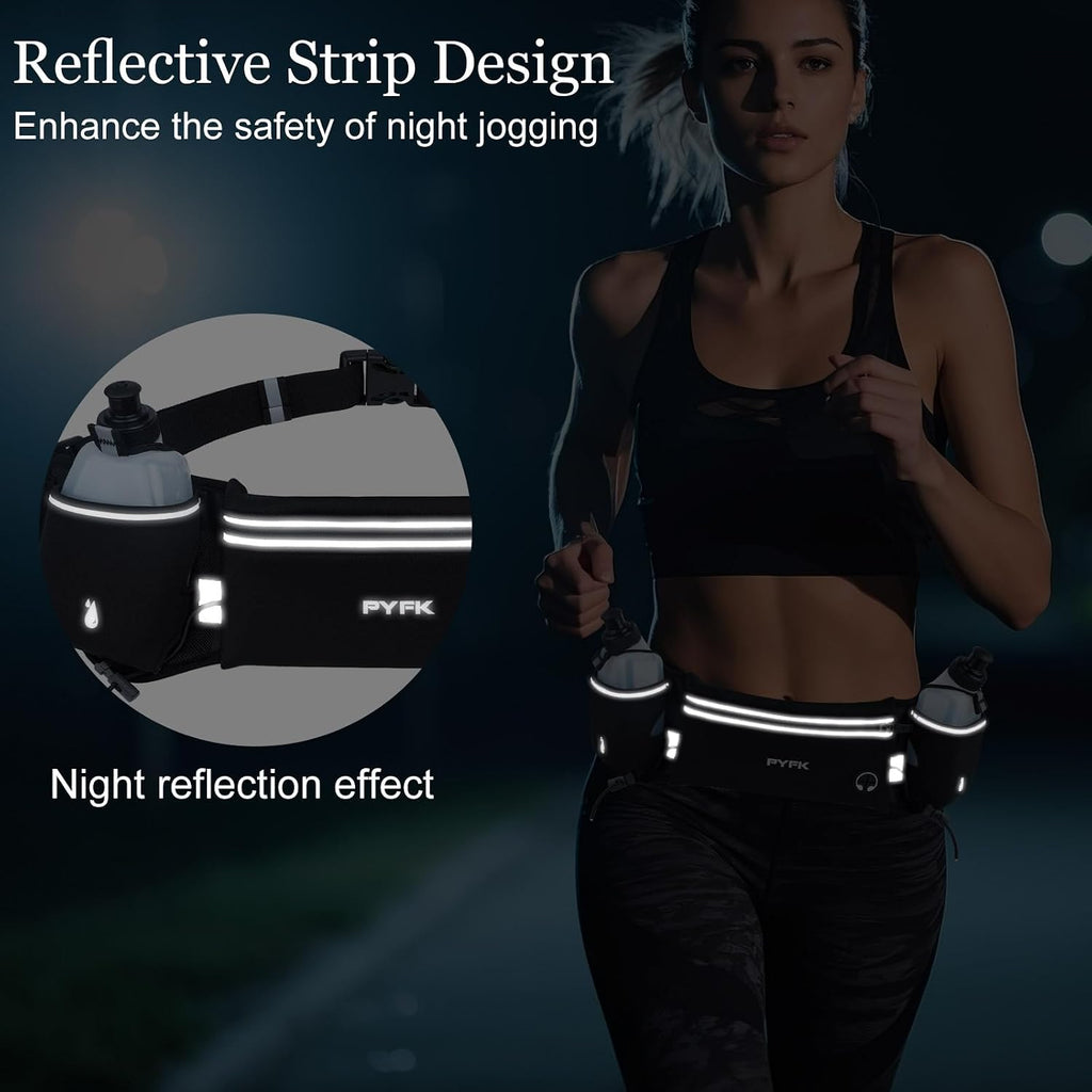 Running Belt with Water Bottles, Hydration Belt for Men and Women, Water Bottle Holder Running Pouch Water Belt