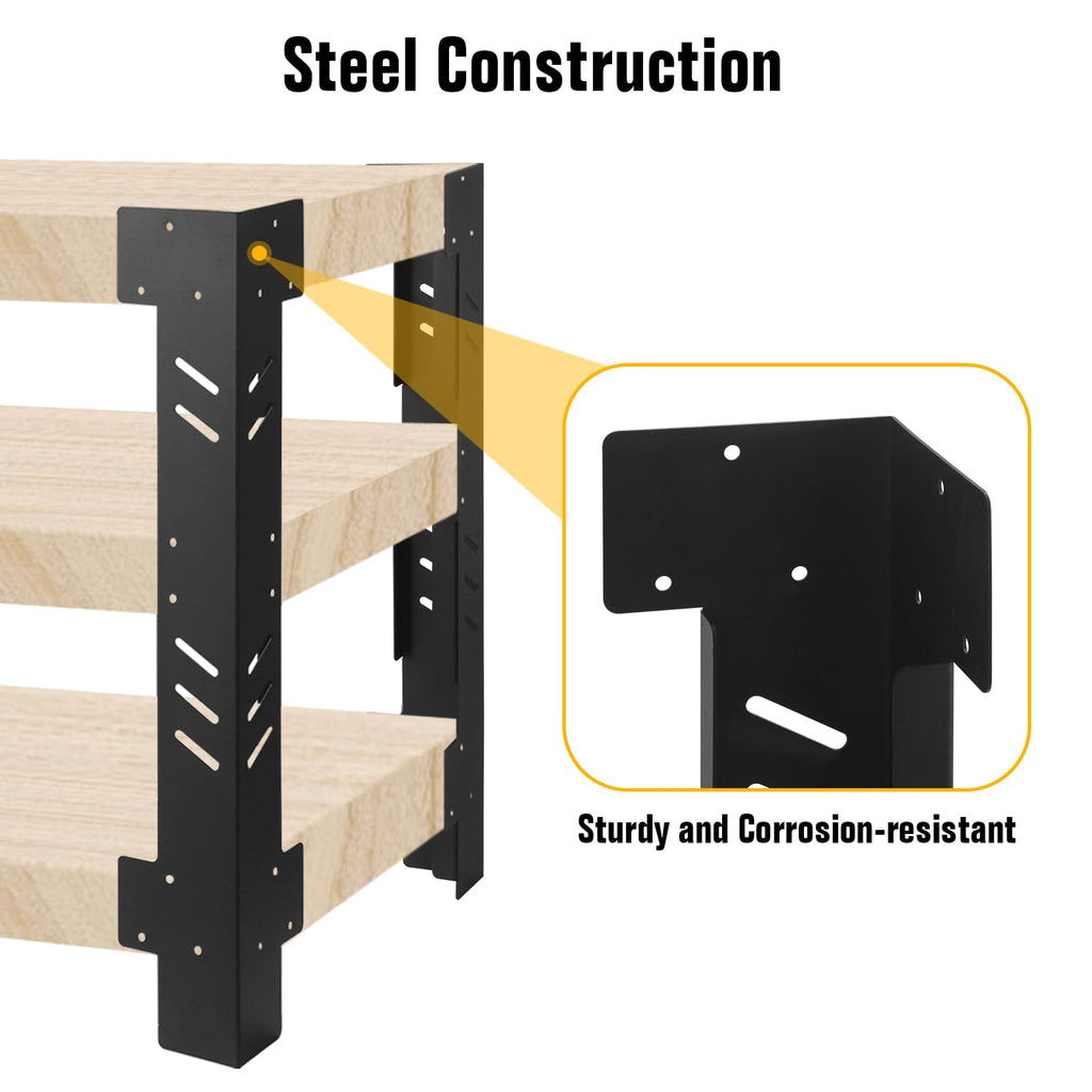 Heavy Duty Metal Workbenches Leg Kit for Garage, Storage Shelving Frame Customizable Sizes for Workbench Legs Work