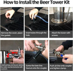 Single Tap Kegerator Tower Kit, Stainless Steel Beer Conversion Kit