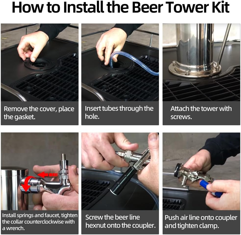 Single Tap Kegerator Tower Kit, Stainless Steel Beer Conversion Kit