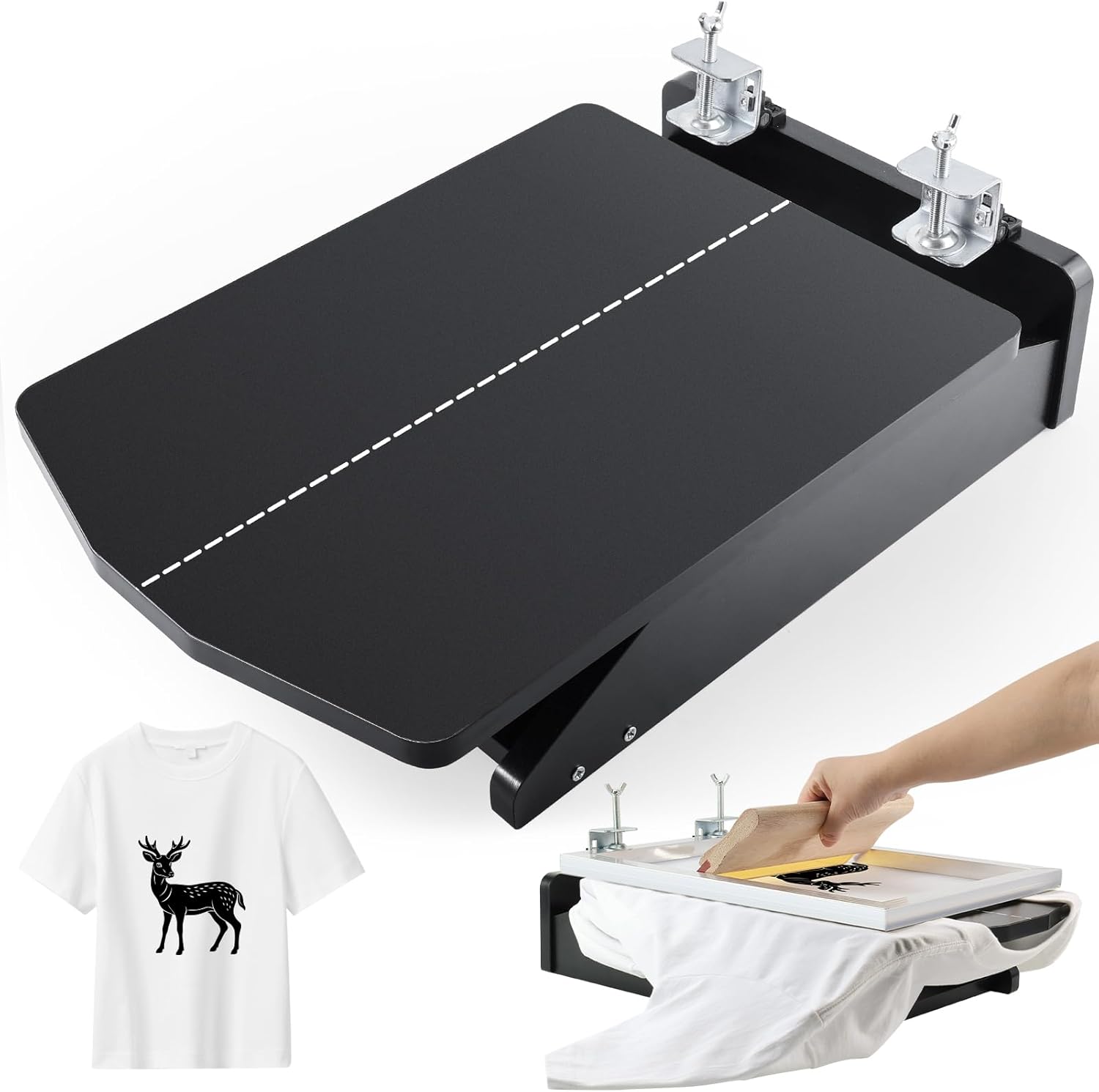 Screen Printer, 1 Color 1 Station Silk Screen Printing Press | Unique Hinge Design Wood Screen Printing Table for