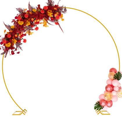 Wedding Arch 8.5FT Round Backdrop Stand Gold Circle Balloon Arch