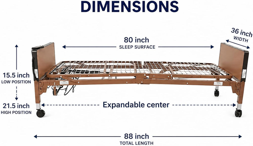 Fully Electric Hospital Bed Frame Only – Head, Foot & Height Adjustment – No Mattress Included