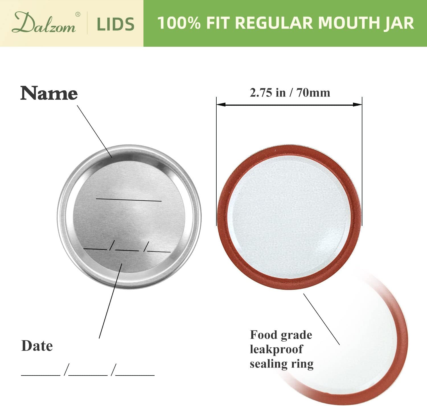 24Pcs Canning Lids with 24Pcs Rings Regular Mouth, Premium Mason Jar Lids with Bands/Rings for Ball, Kerr Jars - Food