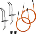 MENSI 2 Packs Flame Sensor Igniter Sensing Rod Fit Replacement of 232258 2-Prong Electrode Assembly, Furnace, Fire Pit Spark with 31.5" High Temperature Cable Wire