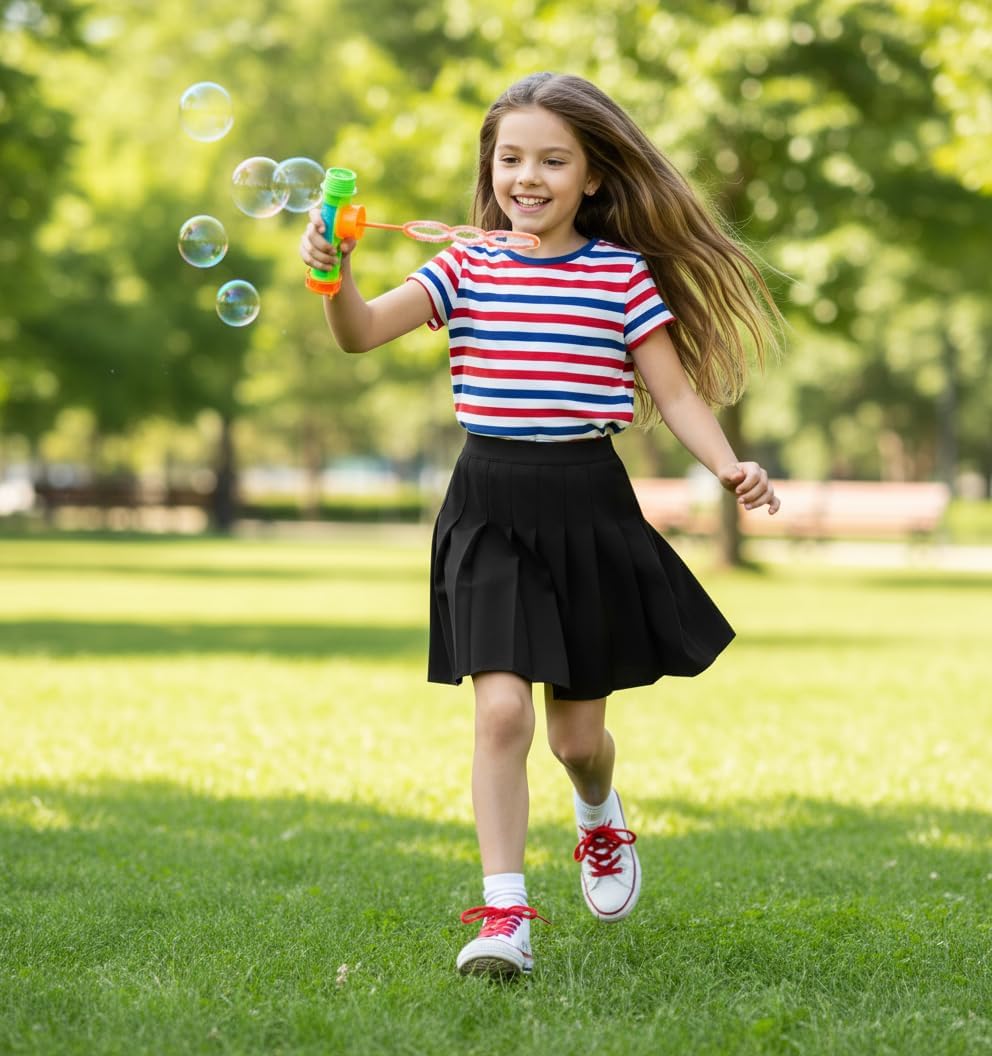 Girls Pleated Skirt with Shorts – Plaid Tennis Skorts & Solid School Uniform Skirts for Toddler/Big Kids (2T-14Y)