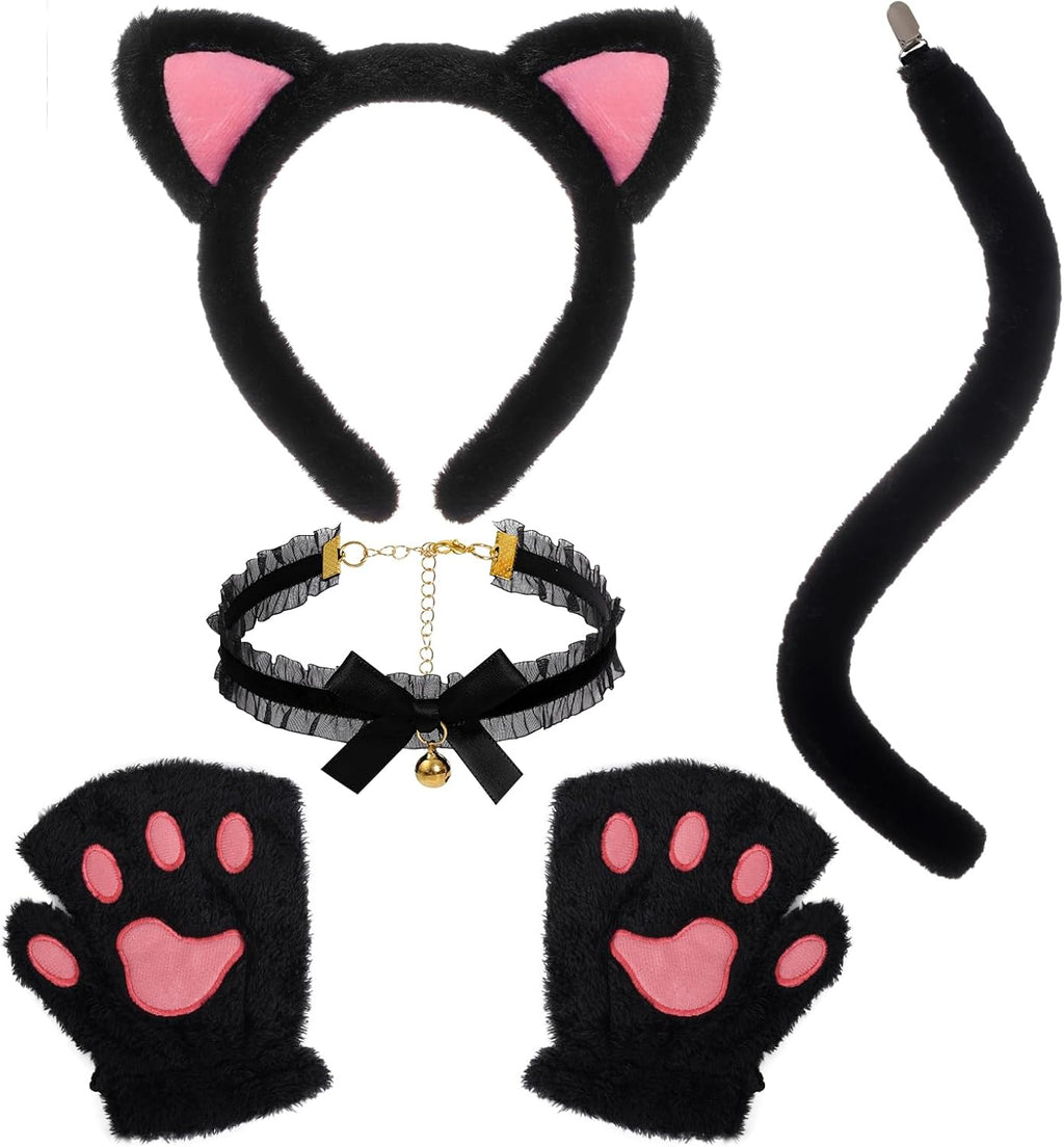 Cat Costumes Including Cat Ears and Tail Necklace Paw Gloves Animal Costume
