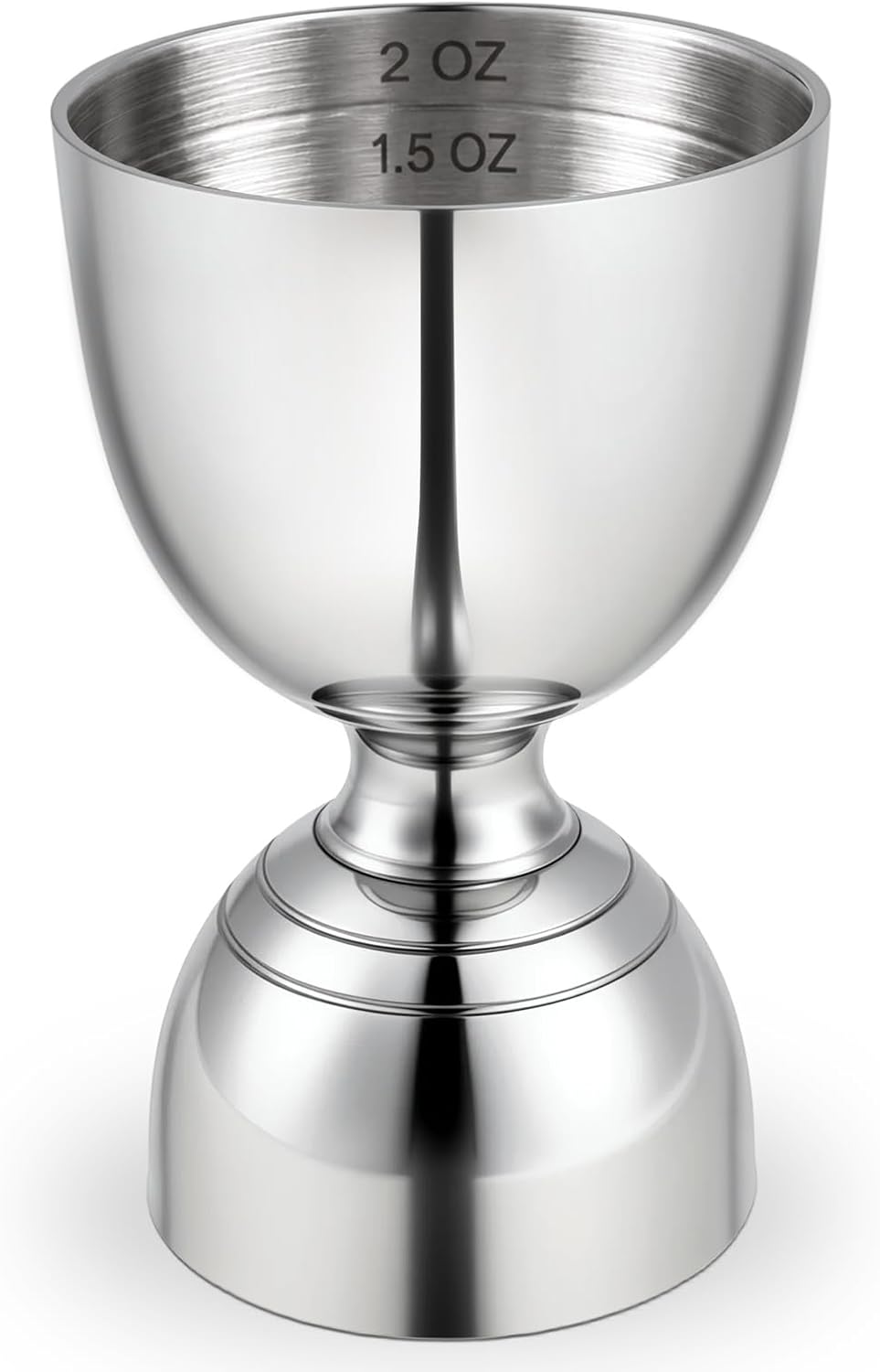 Stainless Steel Double Jigger - 2 oz & 1 oz Shot Measure with Inside Markings, Cocktail Bartending Jigger for Home