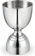 Stainless Steel Double Jigger - 2 oz & 1 oz Shot Measure with Inside Markings, Cocktail Bartending Jigger for Home