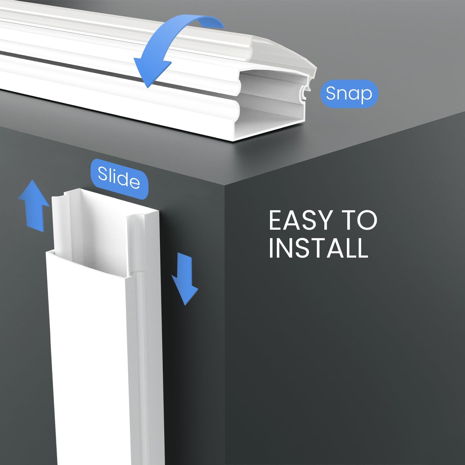 Cable Hider Wall - 153" Wall Cord Hider, Cable Concealer, Wire Covers for Cords - Wall Cable Hider and Cable Raceway