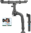 1-1/2 inch Kitchen Sink Drain Kit, space-saving kitchen drain with P-trap and extendable flexible hose (gourd