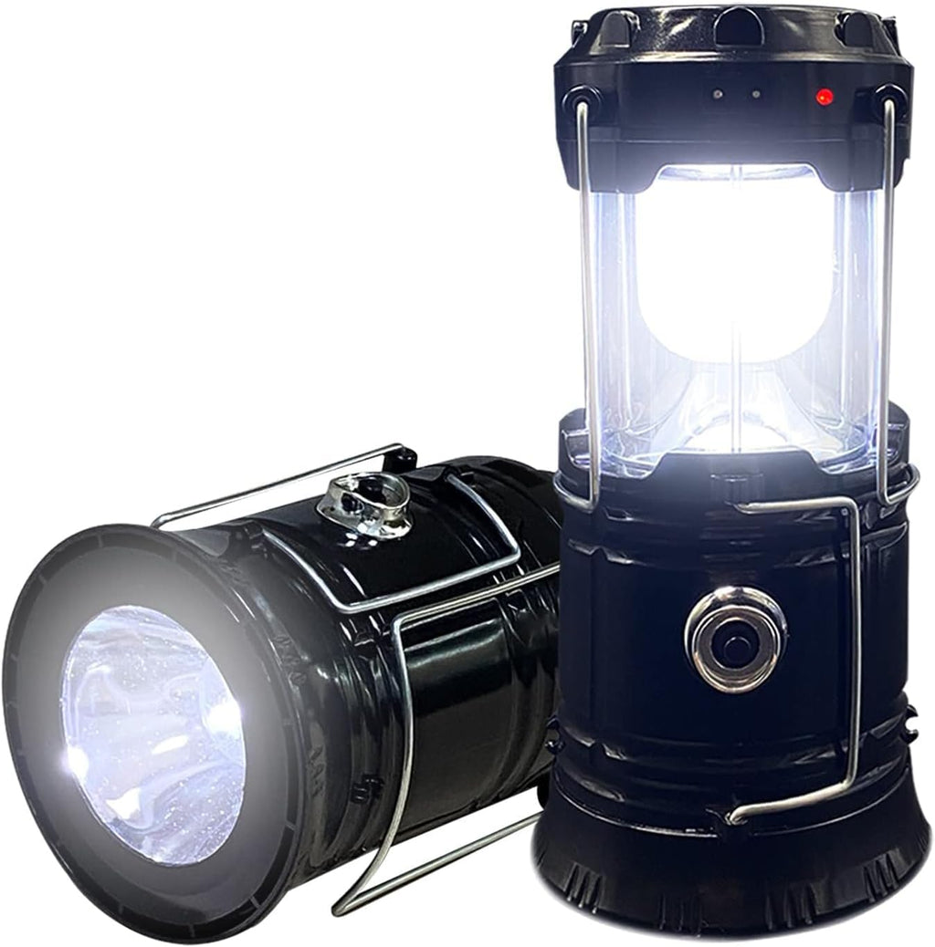 2-Pack Collapsible Camping Lantern XTAUTO Solar USB Rechargeable Portable Lightweight Waterproof LED Flashlight