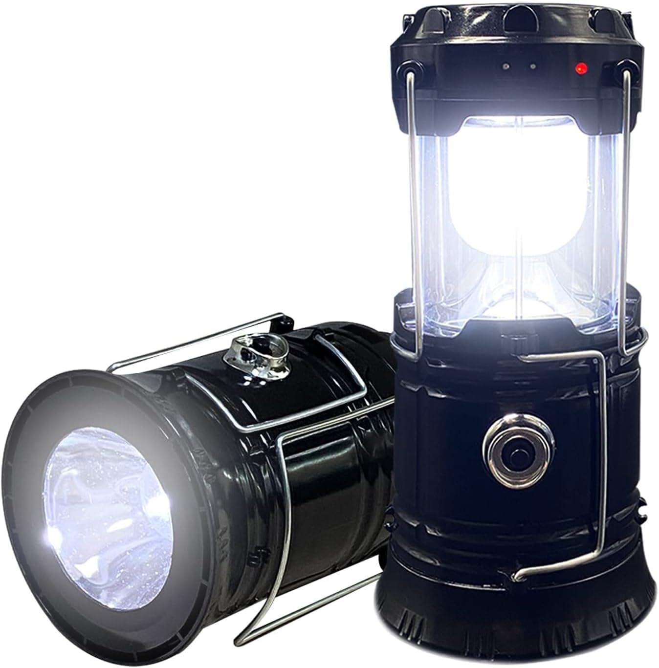 2-Pack Collapsible Camping Lantern XTAUTO Solar USB Rechargeable Portable Lightweight Waterproof LED Flashlight
