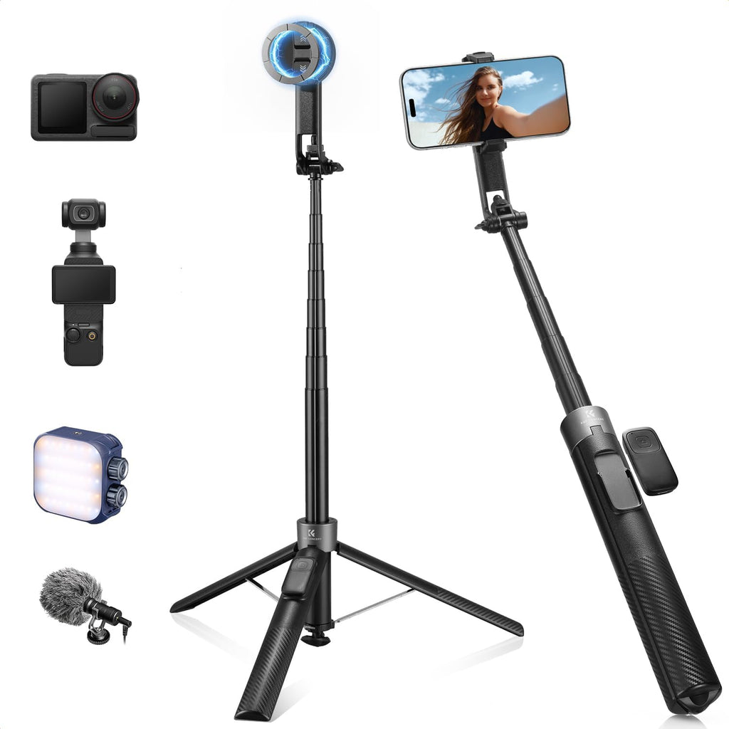 72" Selfie Stick for iPhone, Phone Tripod | Clip & Magnetic, Remote, 1s Open & Close, Compatible with iPhone 17-12