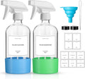 2 Pack Glass Spray Bottles with Silicone Sleeve,16oz Clear Glass Spray Bottles Refillable Empty Bottle with
