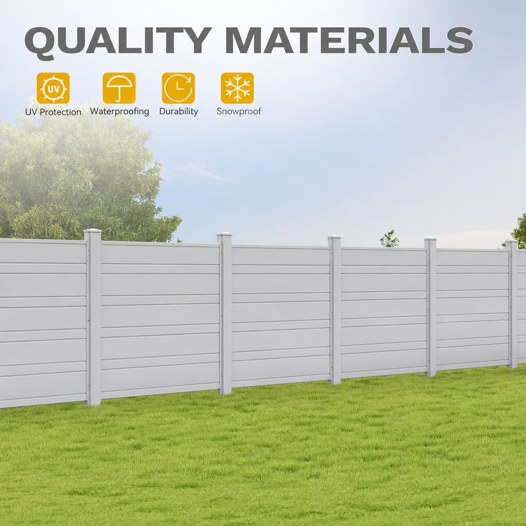 44" W x 44" H Garbage Can Privacy Fence, Outdoor Air Conditioner Fence Panel, Vinyl Trash Enclosure with Metal