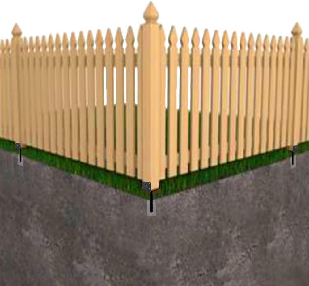 MTB 4"x3.5" 4PCS U Shape Fence Post Holder Black Powder Coated,Ground Spike Post Anchor Metal Concrete Post Anchor