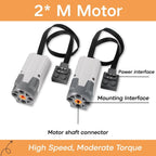5‑in‑1 Building Blocks Motor Kit, Includes M Motor, AA Battery Box, 2.4G Remote Control and Receiver, Wide Compatibility with Most Stud-Based Construction Bricks for MOC