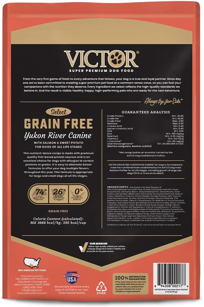 Grain Free Yukon River Canine - High Protein Dry Dog Food, 5 lb