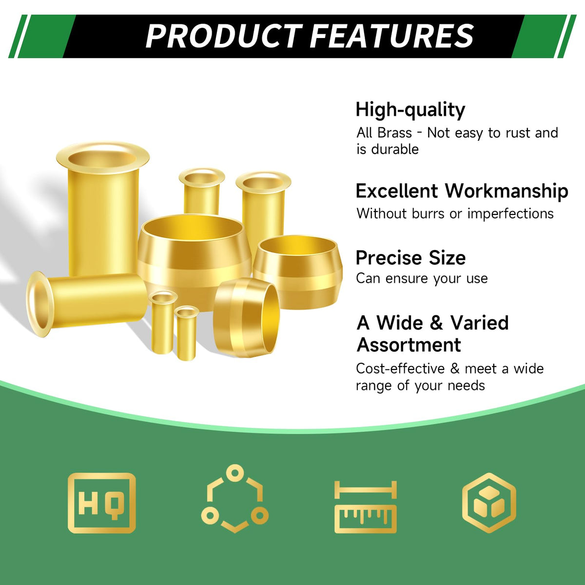 Japtend 460pcs Brass Compression Sleeves Ferrules Inserts Fittings Kit