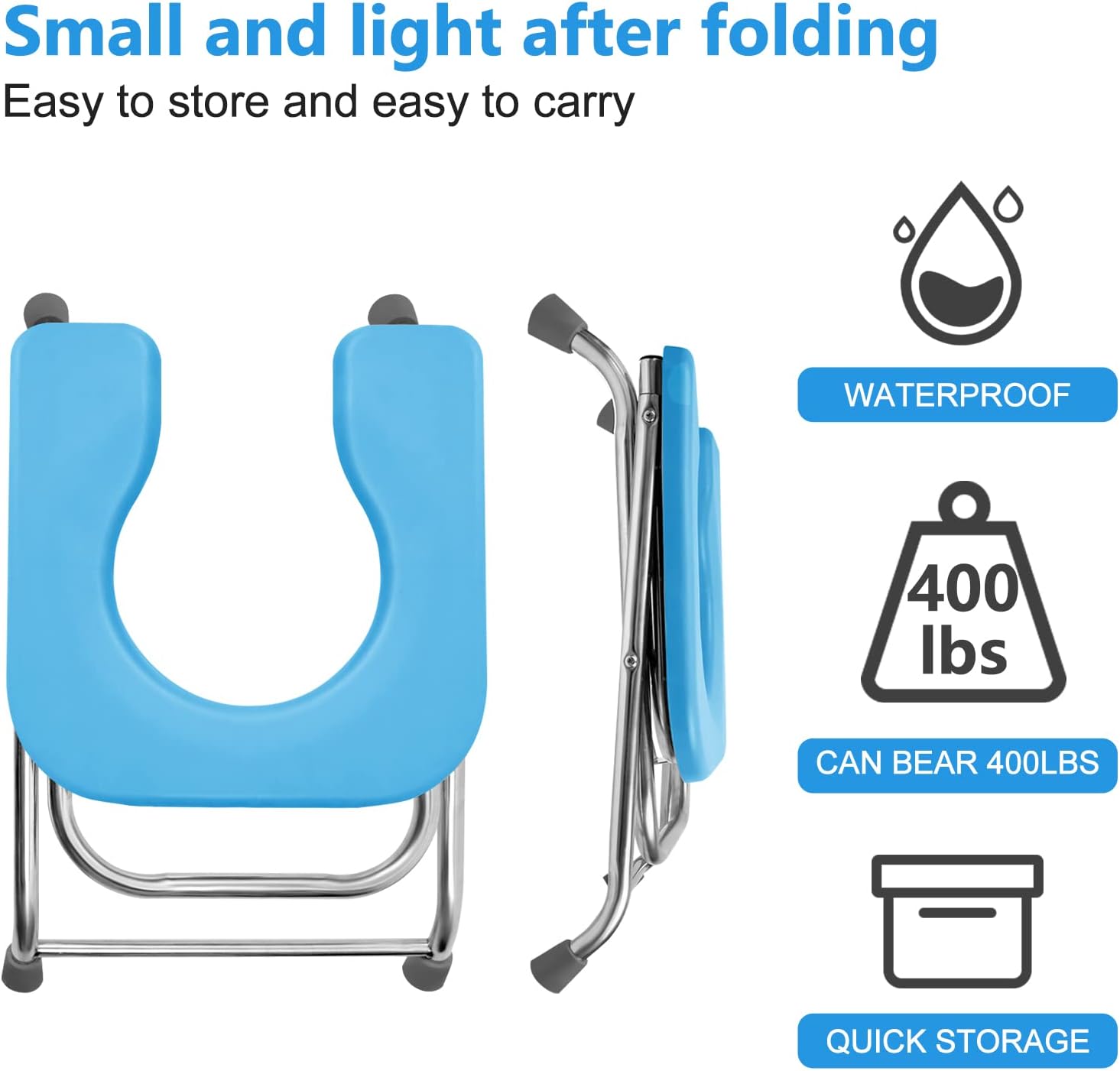 U Shaped Portable Toilet for Camping, 400LBS XL Stainless Steel Truck Toilet, Folding Portable Potty for Adults