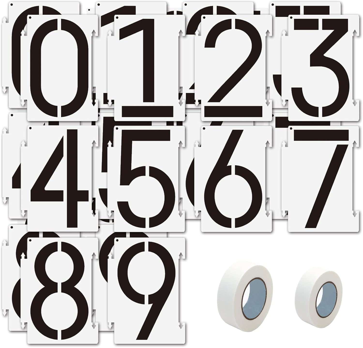 Number Stencils 4 inch Curb, 20PCS 0-9 Address Curb Stencil Kit Reusable Plastic Numbers Interlocking Stencils with 2