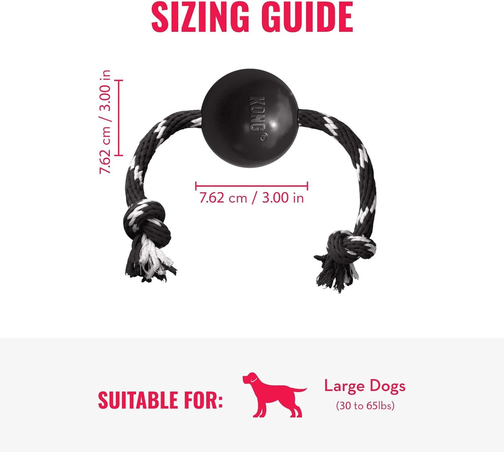 Extreme Ball with Rope - Dog Fetch Toy with Rope for Easy Throwing - Durable Dog Ball Toy for Tug, Playtime & More s