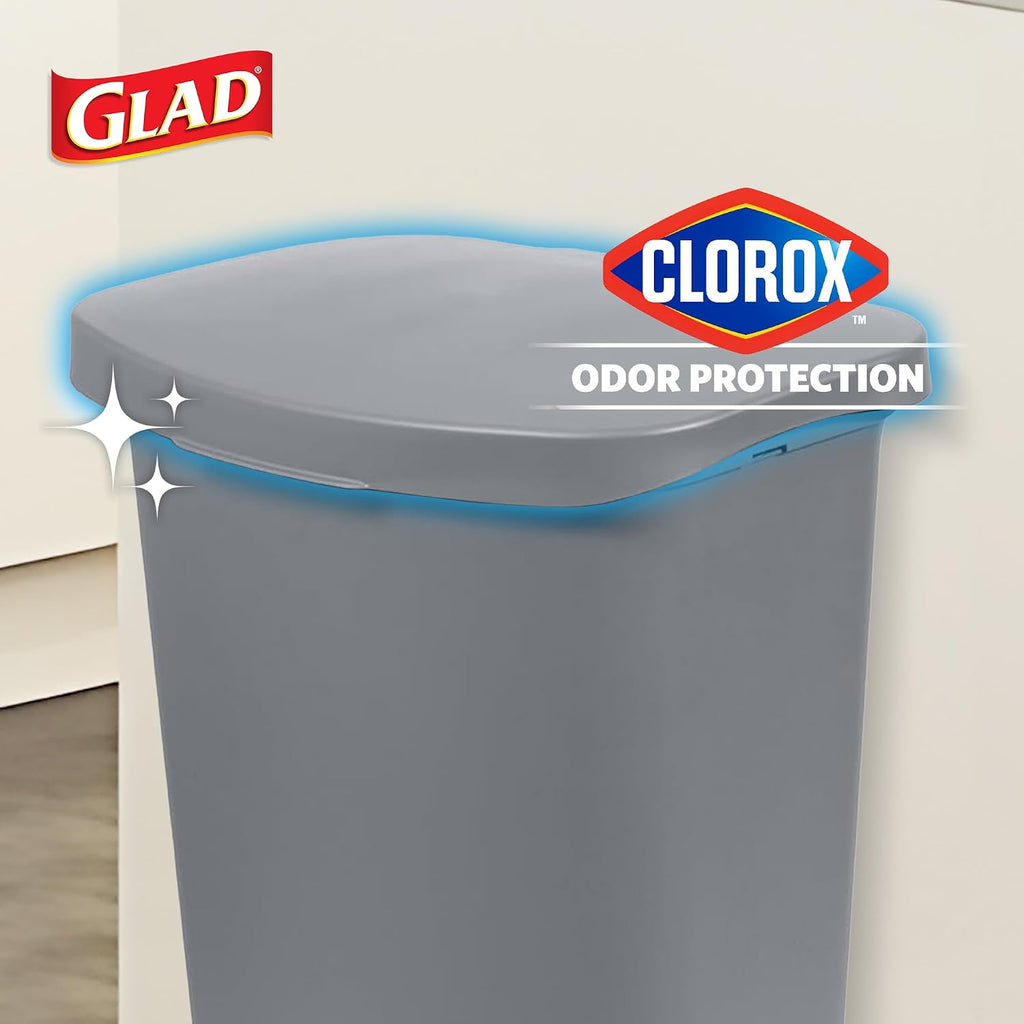 13 Gallon Trash Can with Clorox Odor Protection | Plastic Kitchen Waste Bin | Hands Free with Step On Foot Pedal and