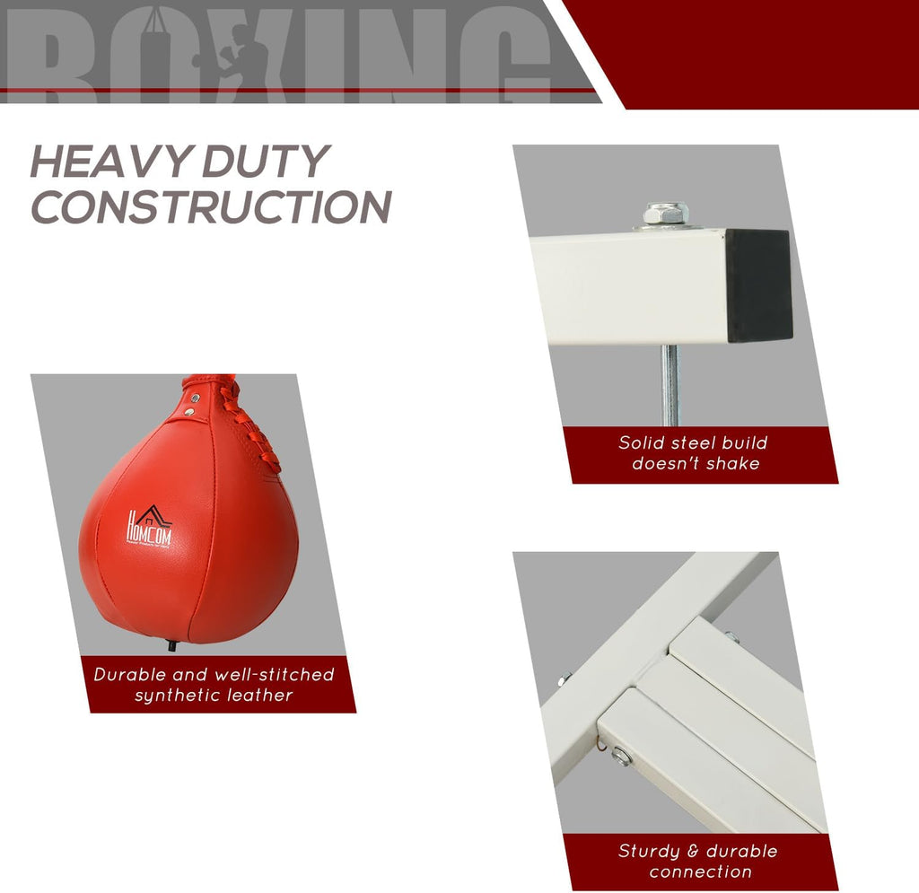 2-in-1 Punching Bag Stand Weighted Base Speed Bag, White | Heavy Bag Stand, Freestanding, Adjustable Height