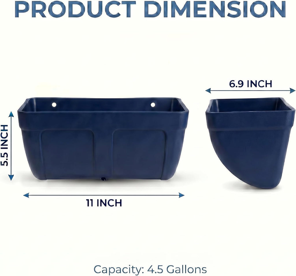 Hanging Chicken Feeder Waterer Heavy Duty BPA-Free Plastic Feed Trough, Fence Mount Livestock Feeding Bucket
