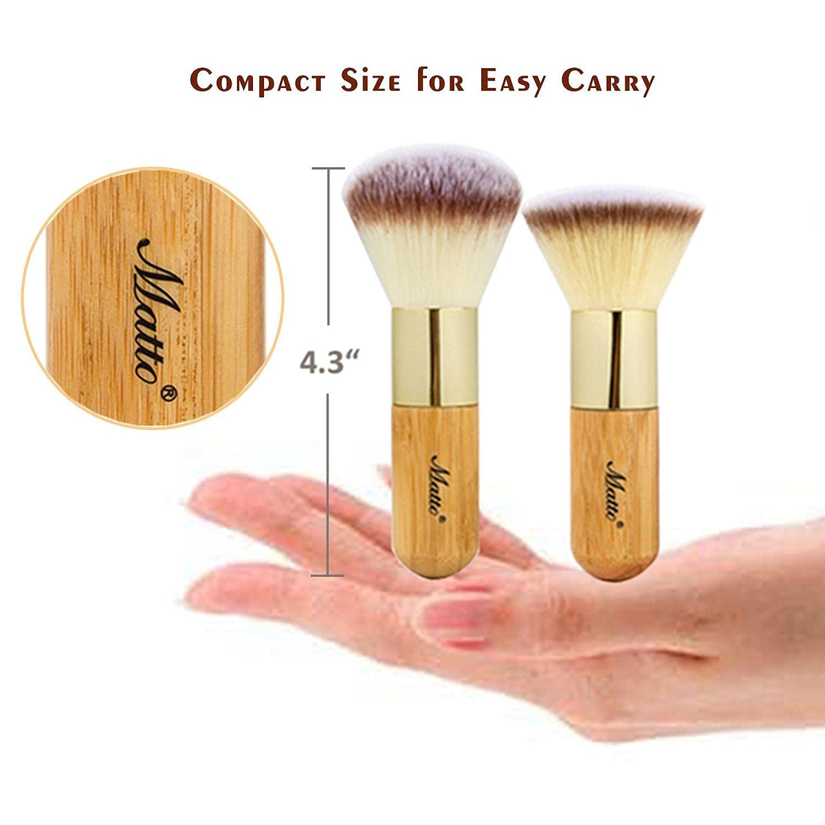 2-Piece Short Makeup Brush Set with Powder and Foundation Brushes