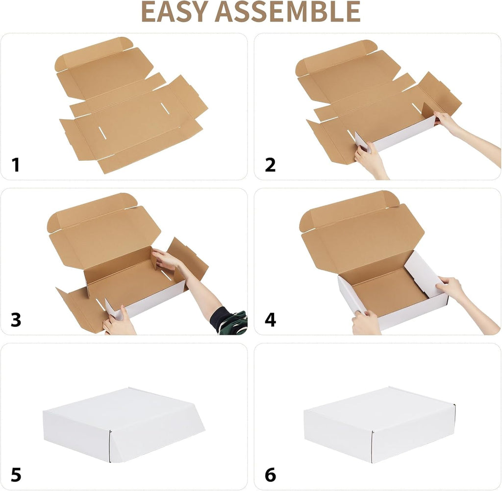 10x8x4 Inches Shipping Boxes Set of 20, White Small Corrugated Cardboard Box, Mailer Boxes for Packing Small Business